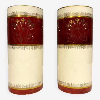 Keller and Guerin Lunéville: pair of porcelain scroll vases circa 1930