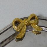 Flat foie gras service in silver metal and brass
