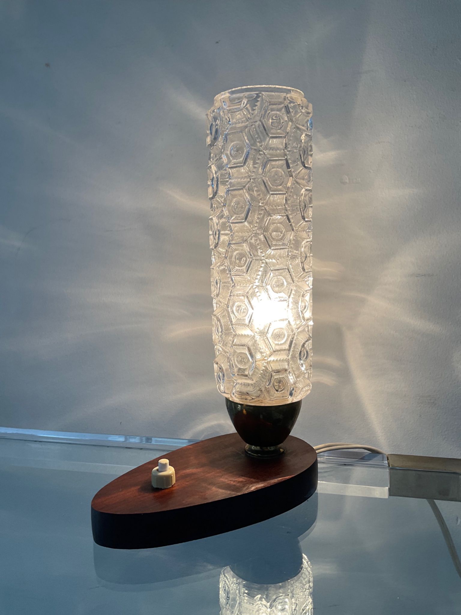Teak and glass lamp from the 50s 60s