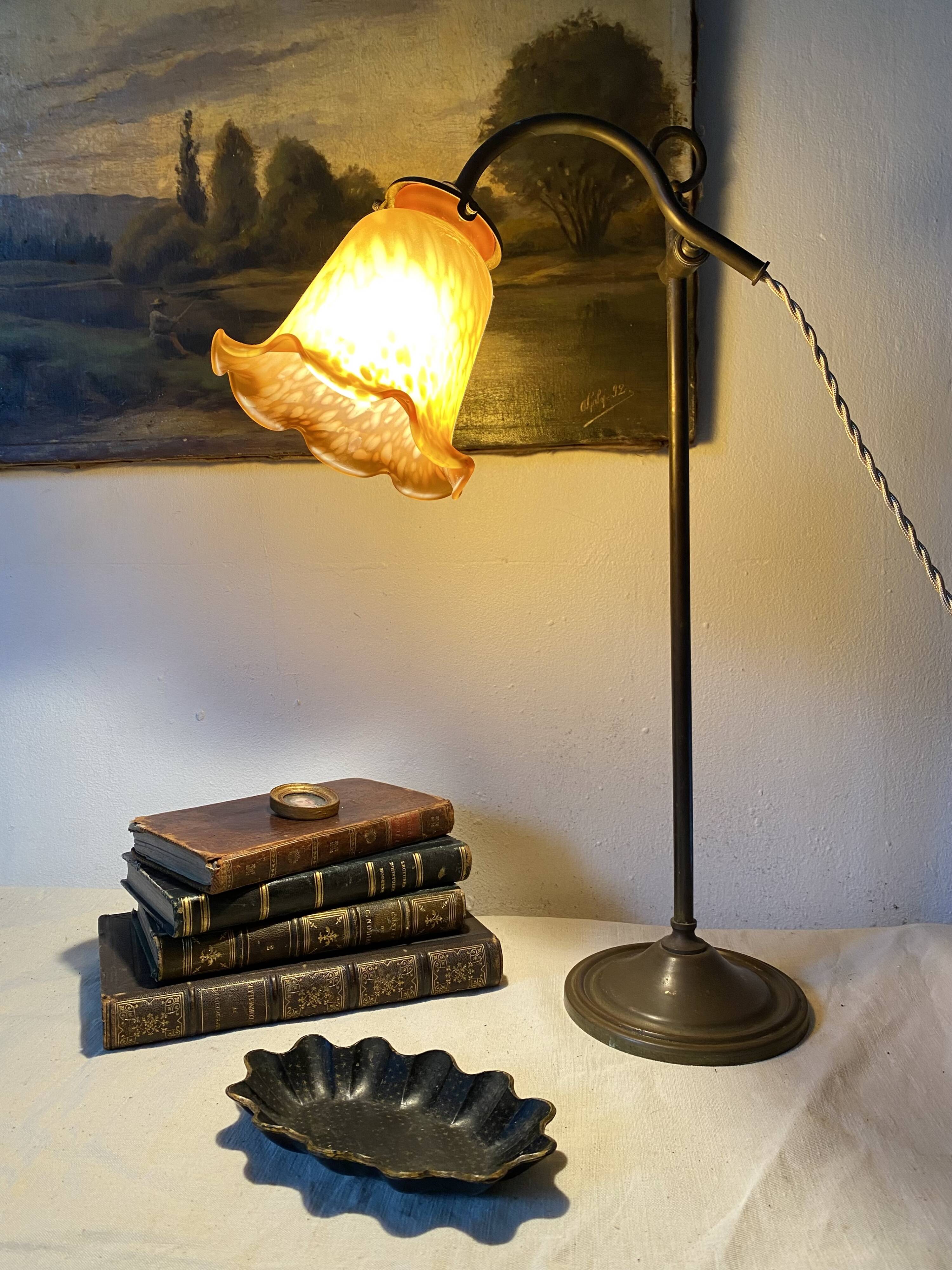 Jeweller's lamp, workshop lamp, glass paste shade