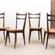 Bistro chair in fawn leatherette and dark oak