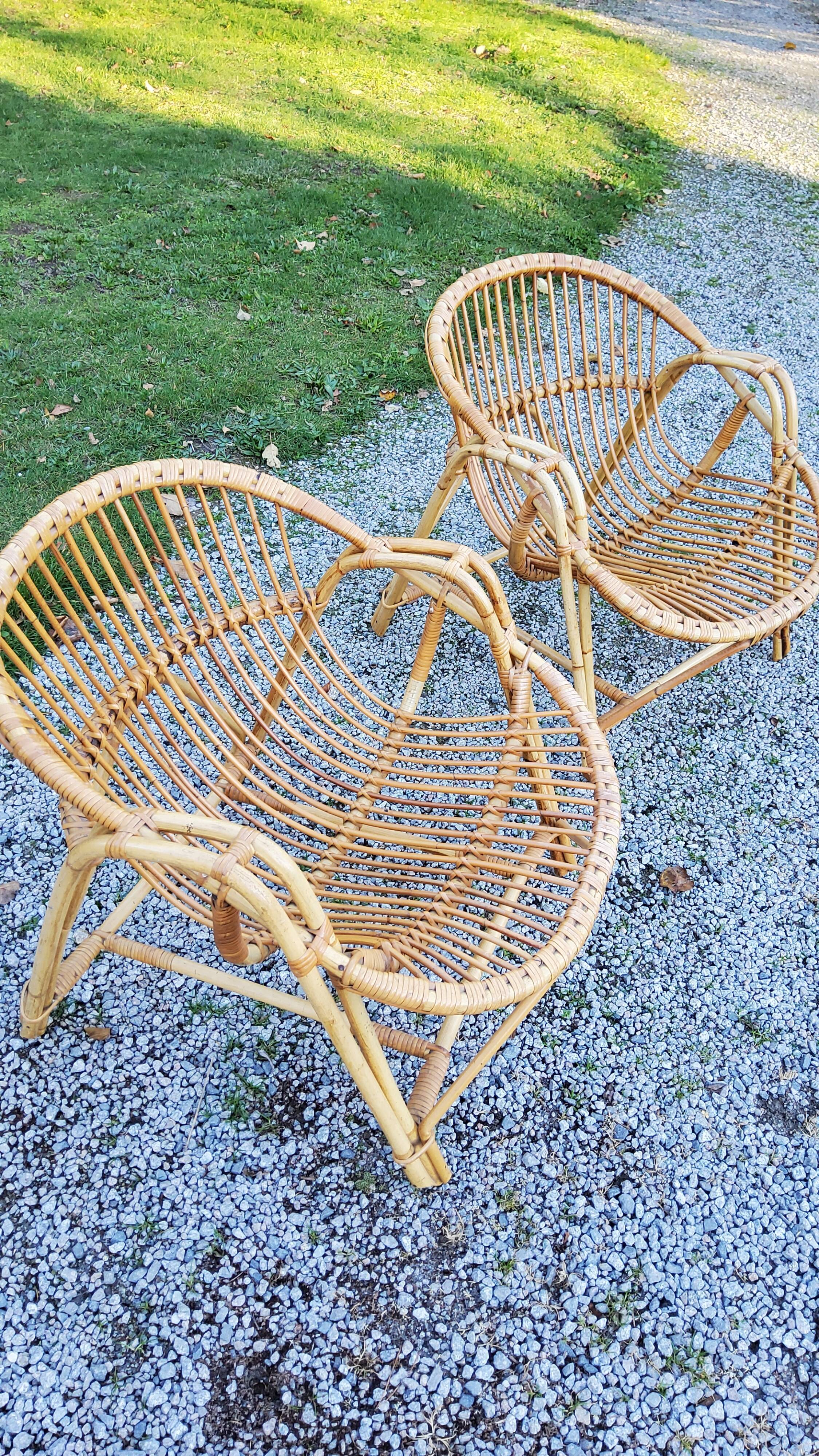 Pair of rattan chairs from the 50s