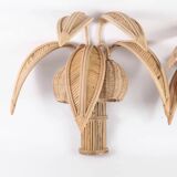 Paire d’appliques « cocotier/palmier » en rotin