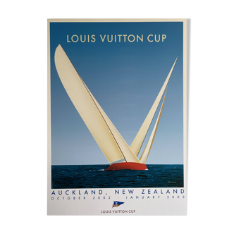 Affiche Razzia Louis Vuitton Cup - Auckland New Zela - Grand Format - Signé par l'artiste - On linen