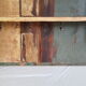 Wall shelf 3 shelves + 4 hooks cast iron in polychrome wood
