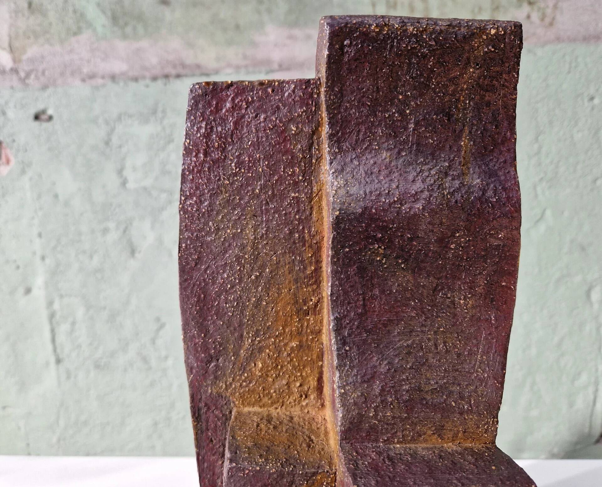 Patinated Cor Dam sculpture in fireclay, 1970s