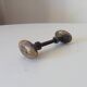Pair of antique oval door handles in solid brass.