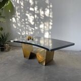 Addor 60s sculptural marble and brass coffee table