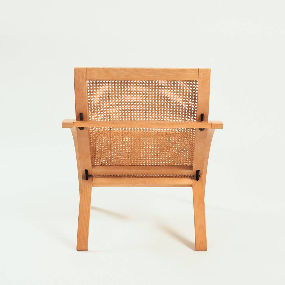 Gijs Bakker folding lounge chair rattan webbing for Castelijn, 1970s