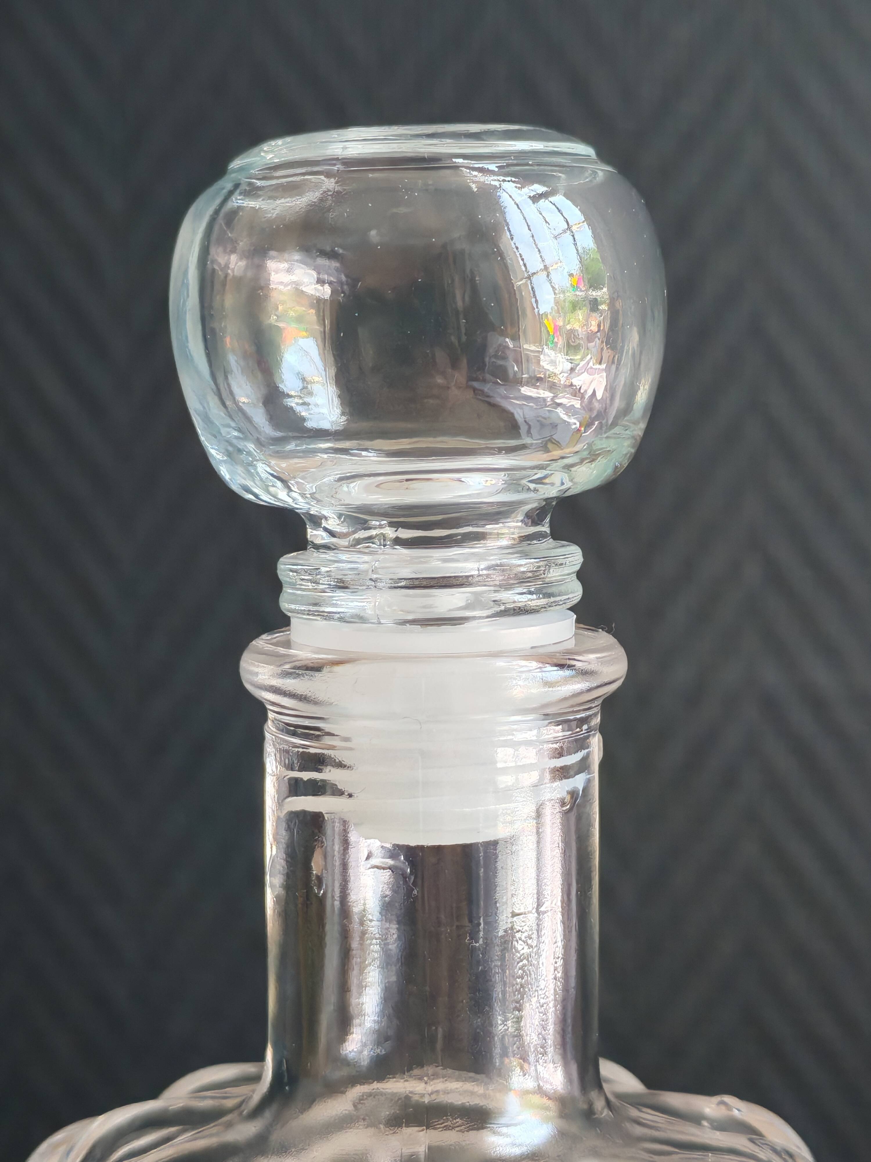 Carafe glass bottle moulded grape bunch vintage | Ball stopper