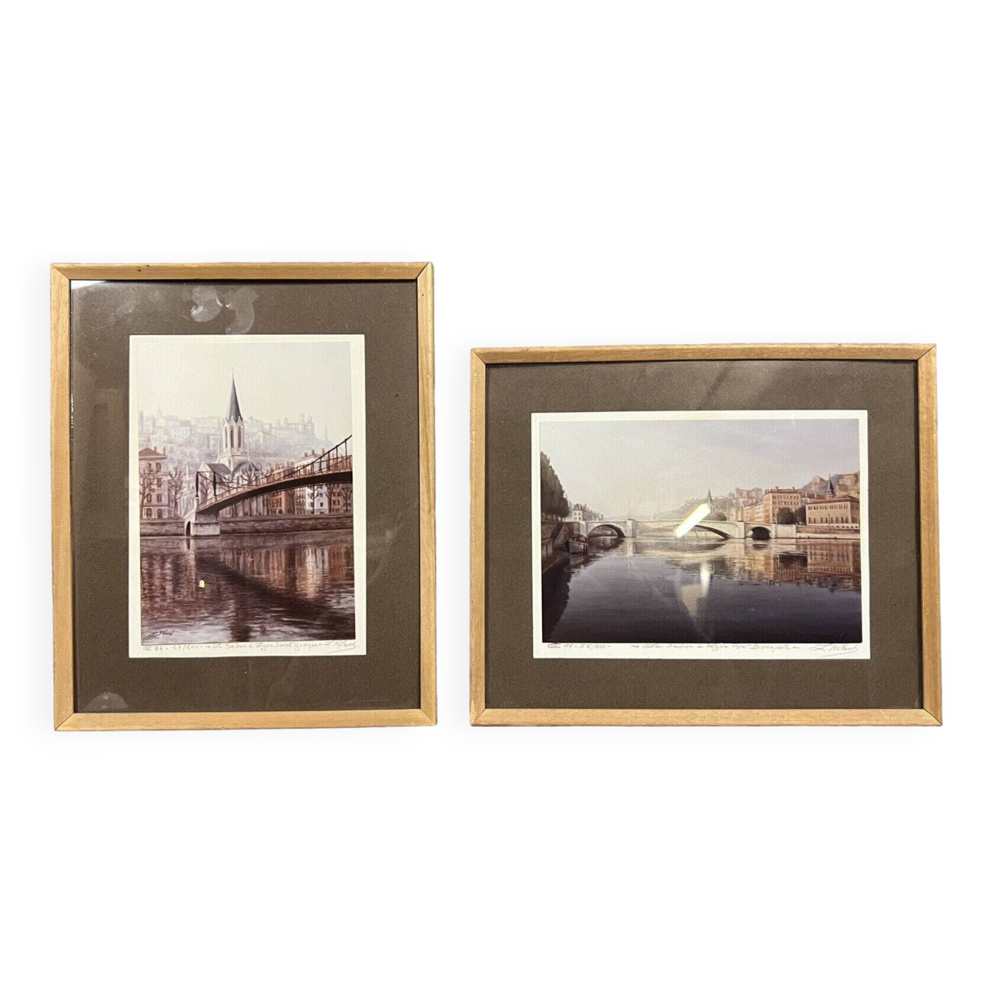 L Roland: pendant of watercolors signed, dated, located and branded