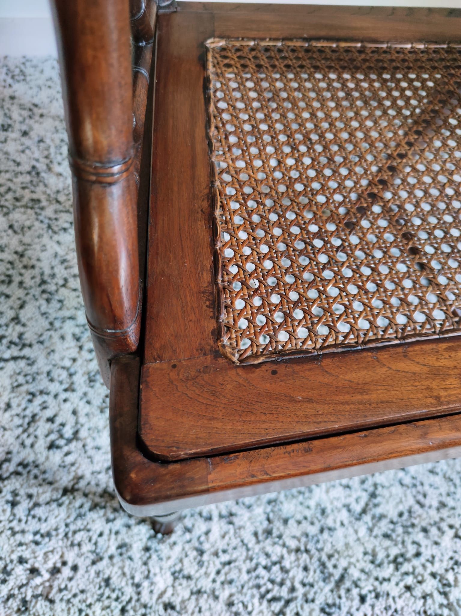 Asian canine armchair in wood in imitation of bamboo