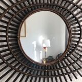 Vintage mirror 1960 orTF rattan sun - 80 x 67 cm