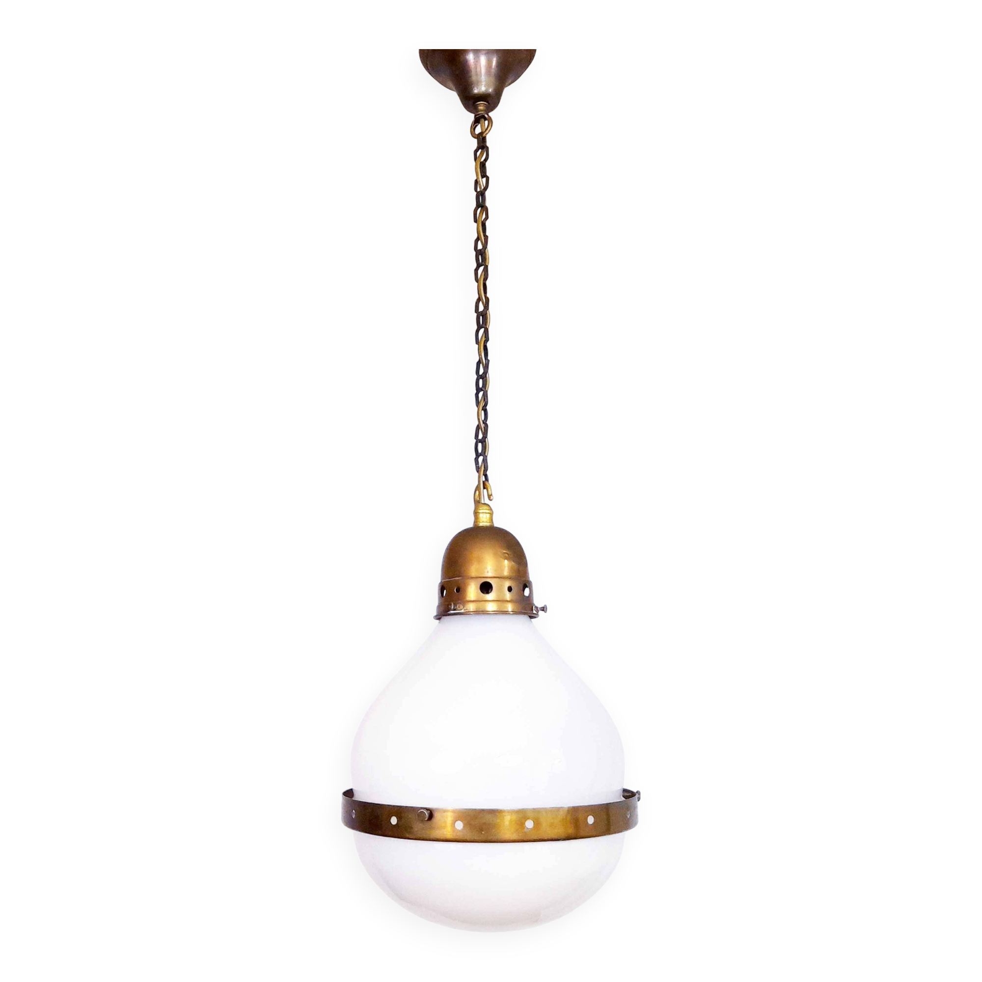 Opal glass and brass pendant light