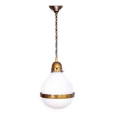 Opal glass and brass pendant light