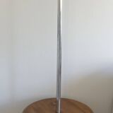 Globe floor lamp in opaline, wood and chrome metal