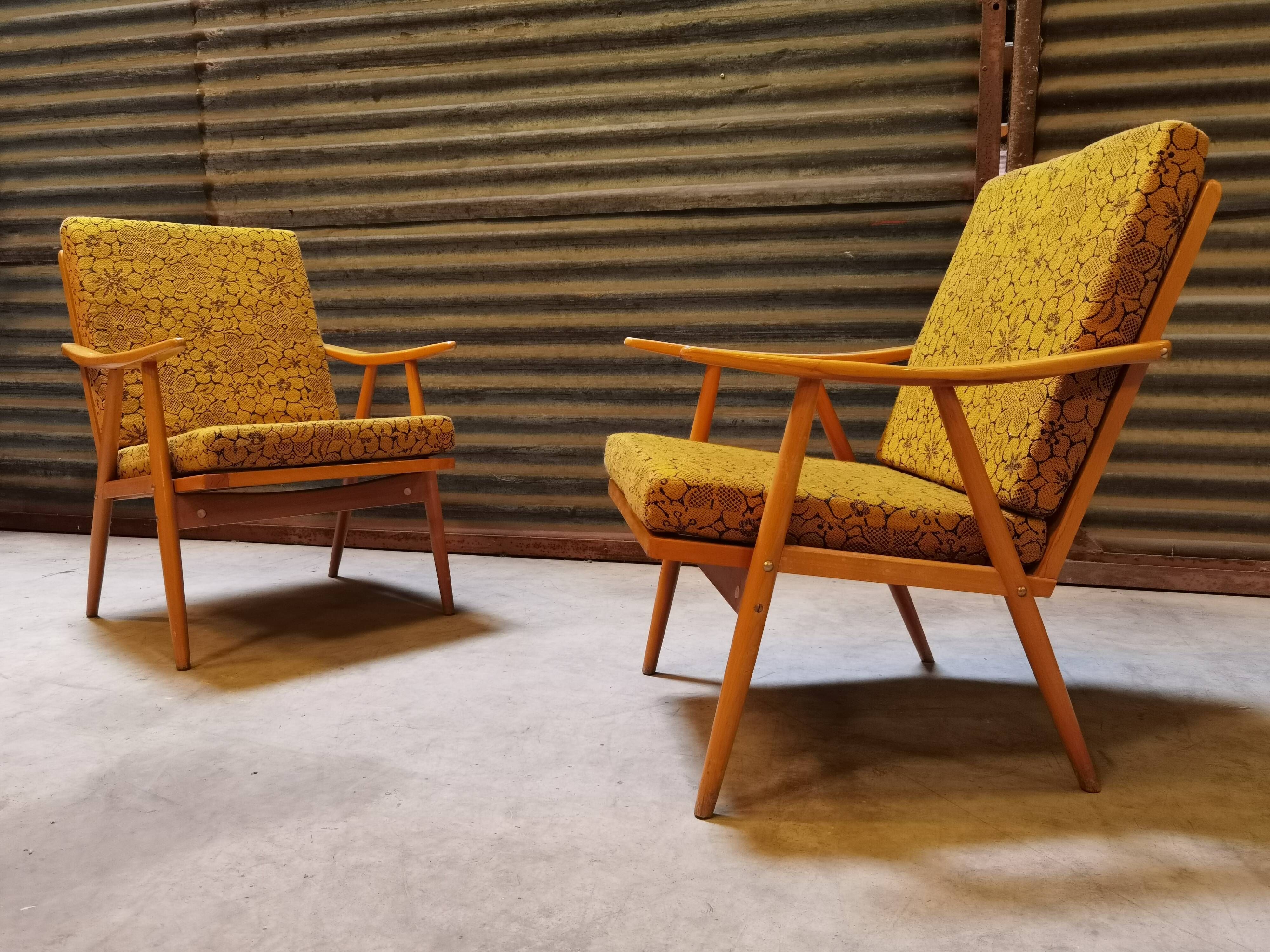 Pair of armchairs Ton Bystřice model Boomerang by Antonin Suman 1960