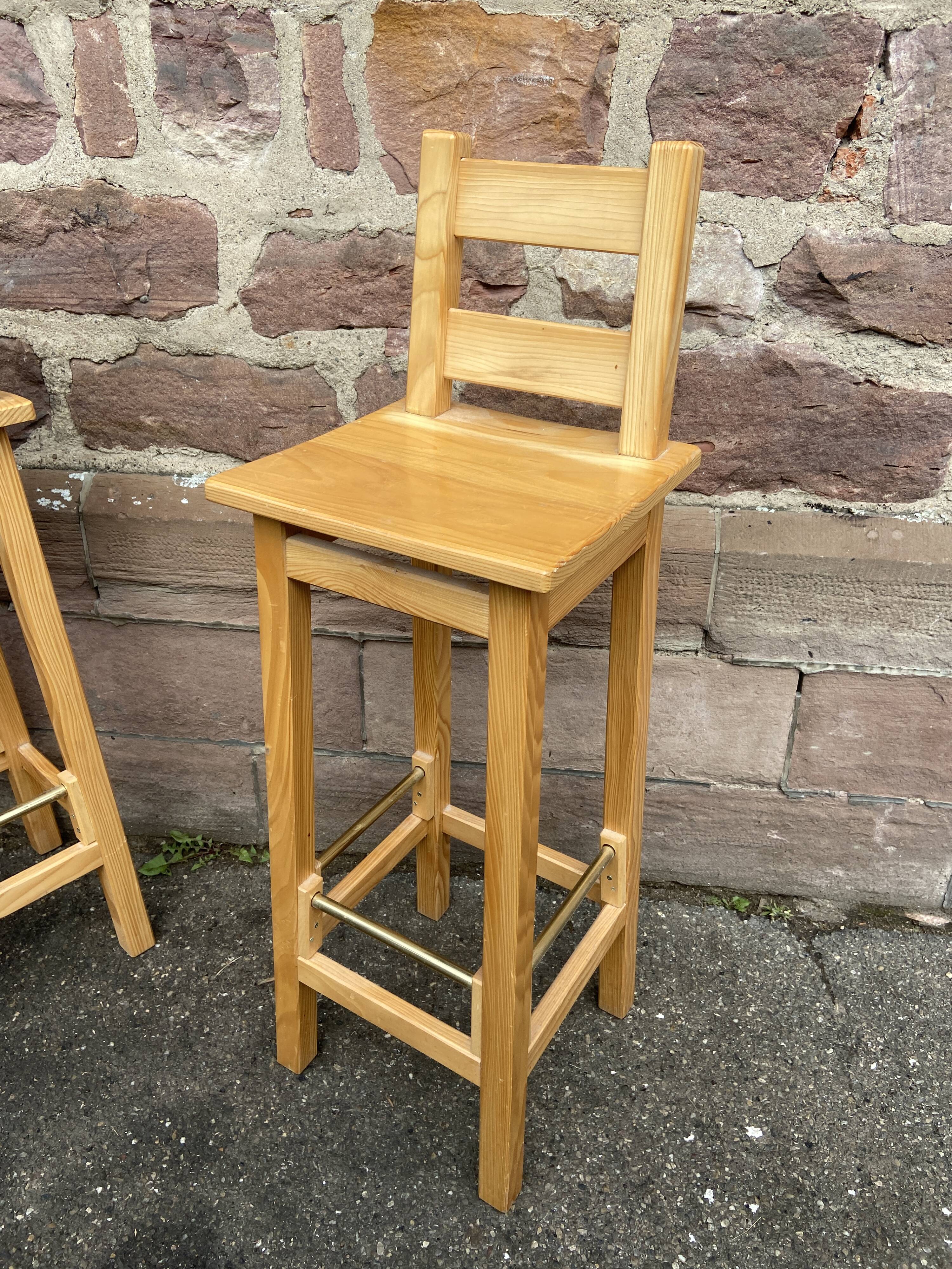 3 scandinavian design bar stools vintage pine