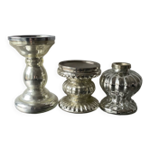 Lot de 3 bougeoirs en verre vintage