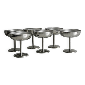 6 coupelles sur pied en inox style Letang Remy