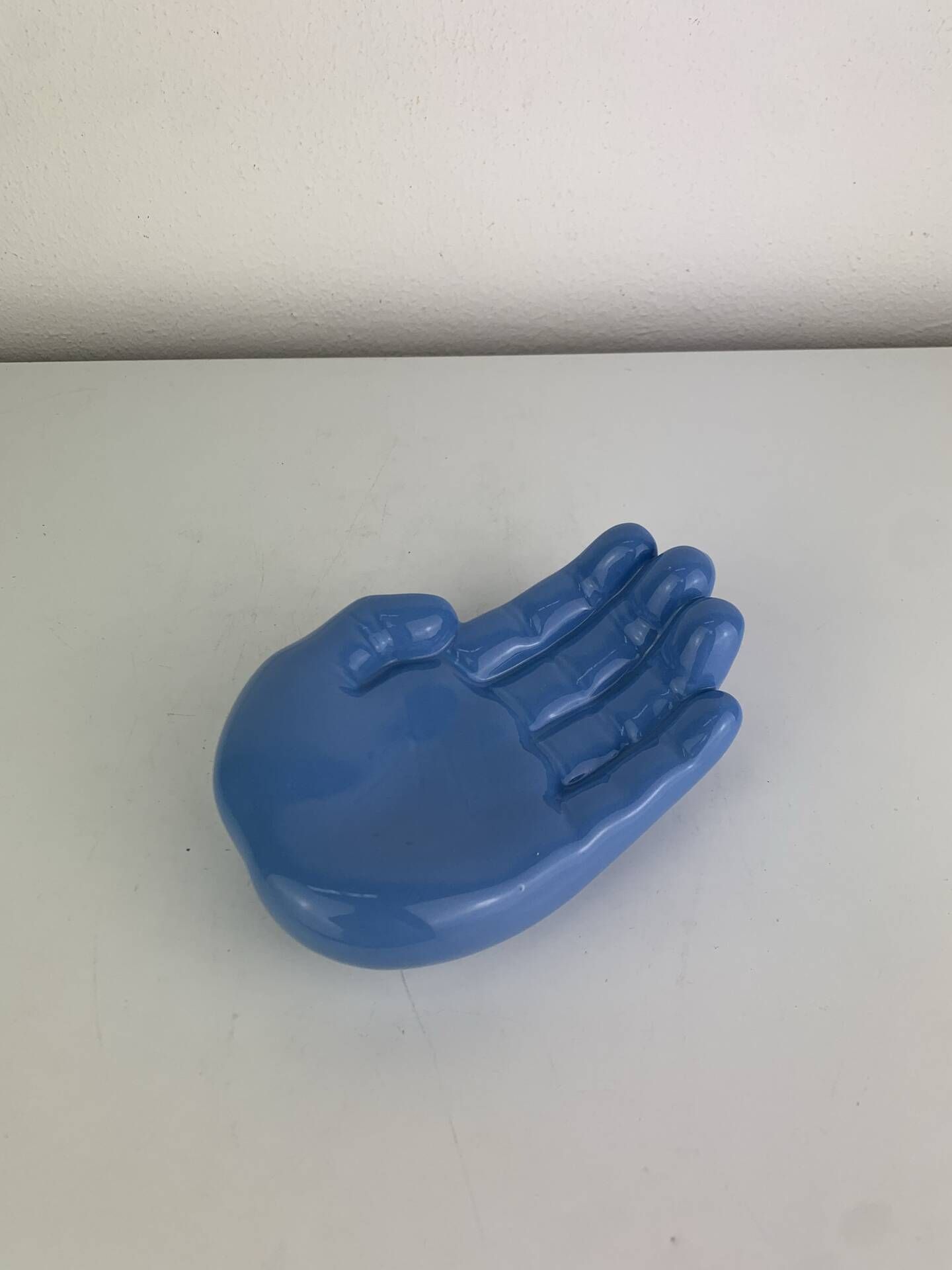 Blue ceramic hand dish, vintage
