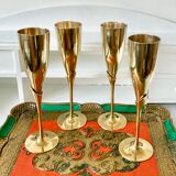 4 brass champagne flutes