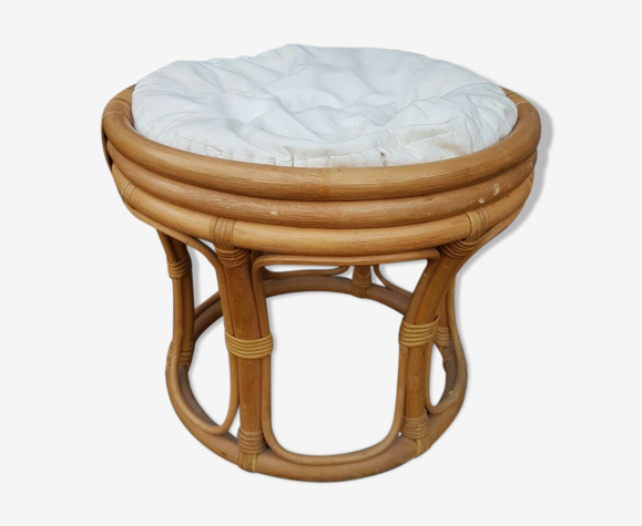 Tabouret pouf en rotin naturel