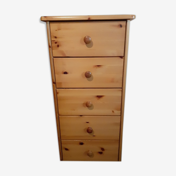 Chest of drawers pine column 5 drawers