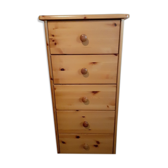 Chest of drawers pine column 5 drawers