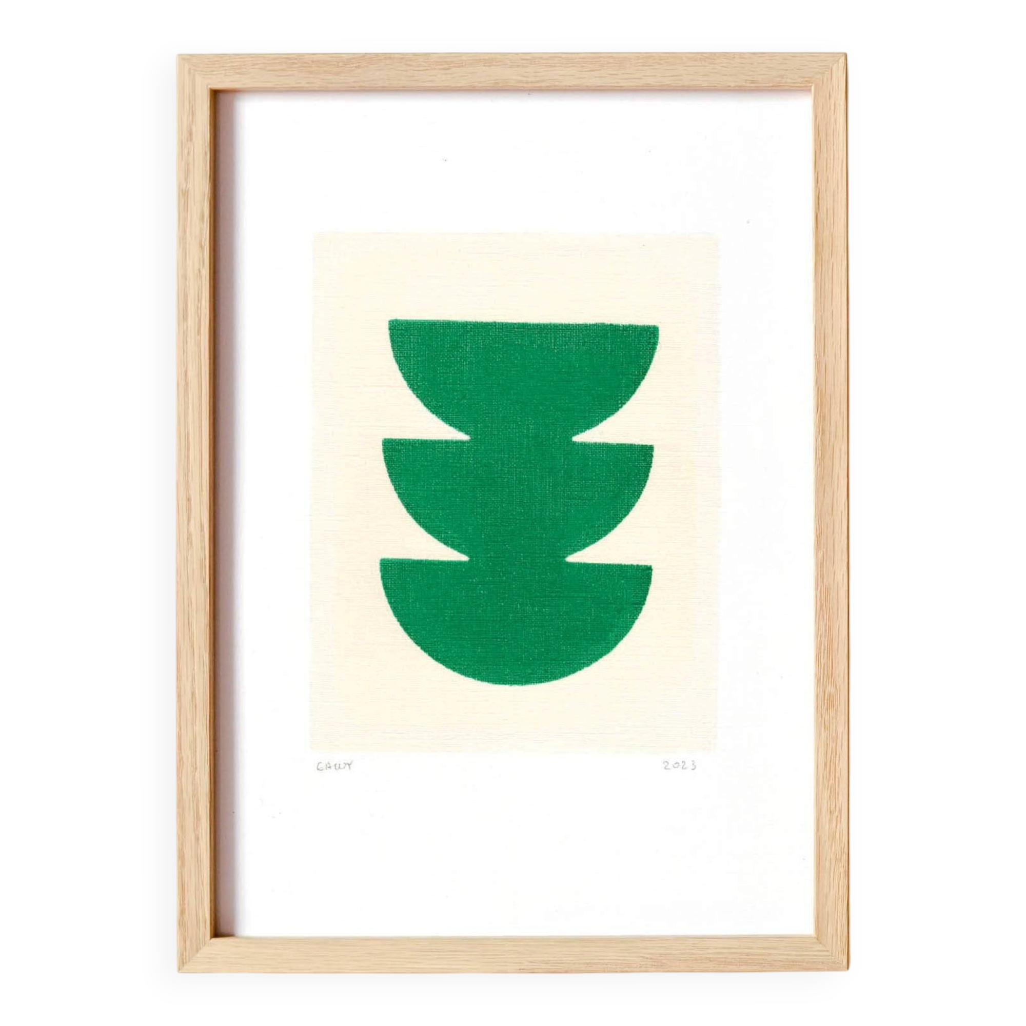 Painting on paper "trio" green signed Eawy