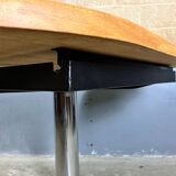 Table à manger ovale bureau chêne chromé