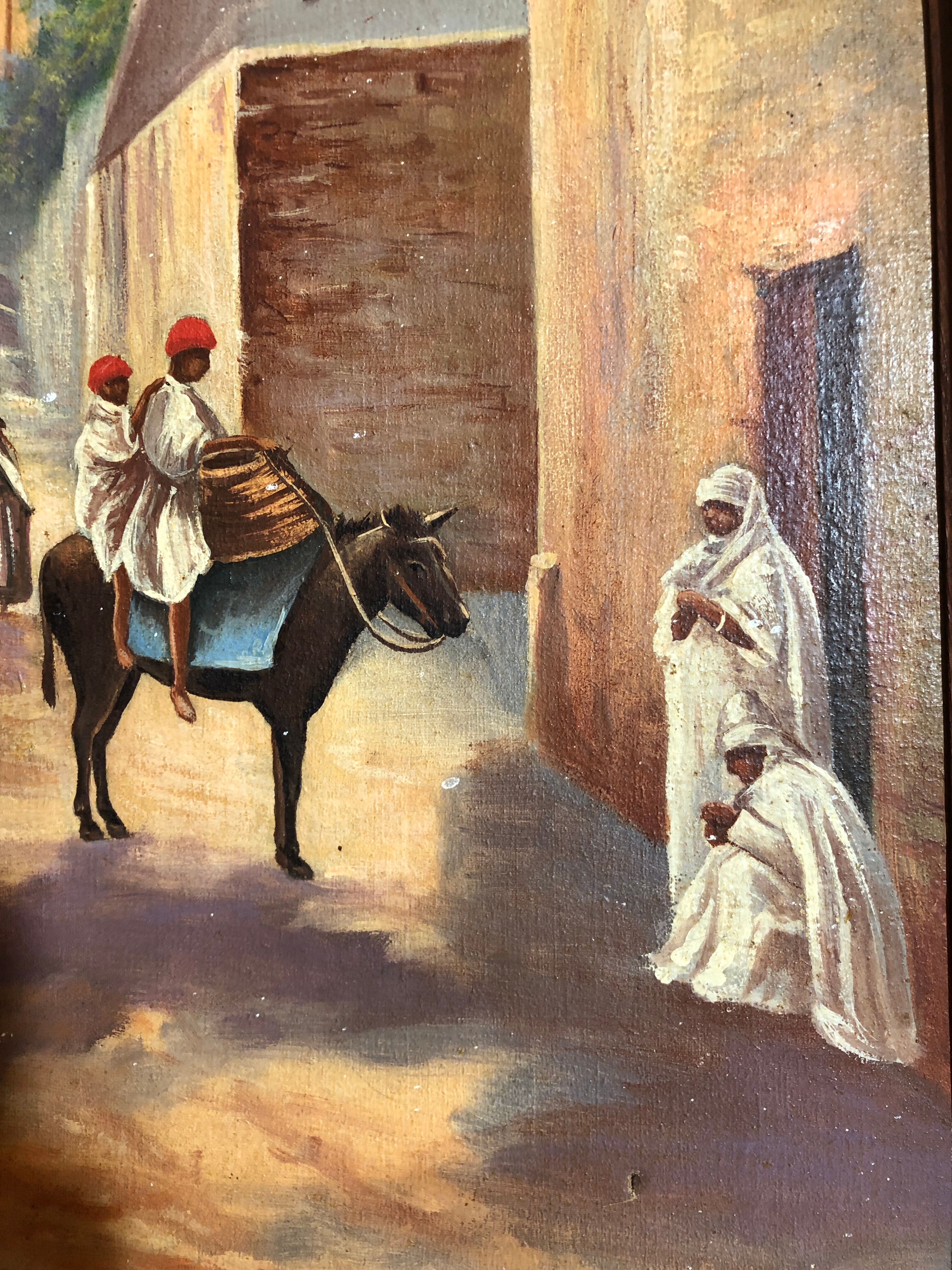 Pair of oils on orientalist canvas, 20th century