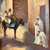 Pair of oils on orientalist canvas, 20th century