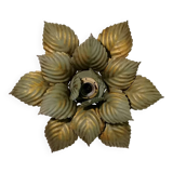Green and gold Masca flower wall or ceiling light - Circa 1970