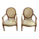 Pair of armchairs medallion Louis XV style, yellow velvet