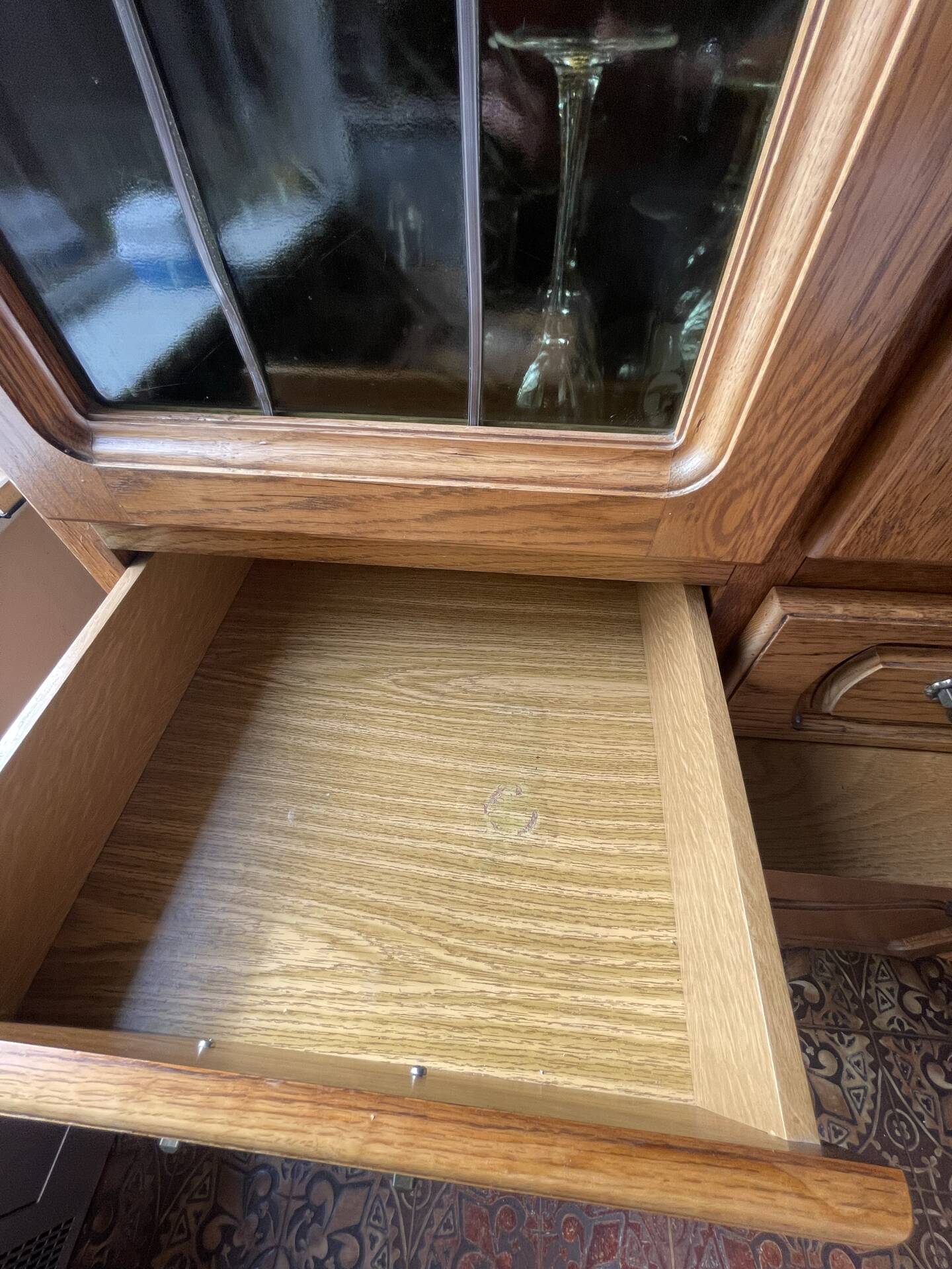 Vintage oak modular wall unit – 3 pieces with display cabinet
