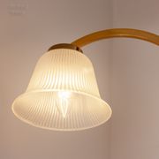 Mid-Century Ceiling Lamp in Brushed Gold with Lampshade in Ribbed Glass G.V. Luminaires