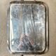 Rectangular silver-plated metal tray with a striated and shell design