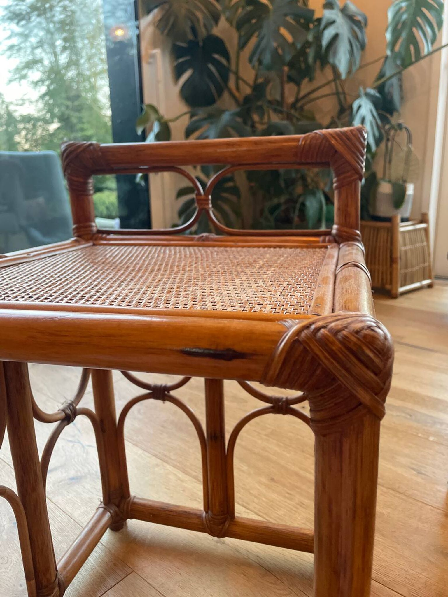 Table d'appoint vintage en rotin