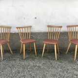Set of 4 chairs bistro vintage Scandinavian brasserie colorful cake - 1950 1960