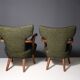 Pair of mid century wingback armchairs, Czechoslovakia, circa 1940´s