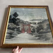 Ancient Japanese drawing on canvas