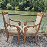 Pair of armchairs with Empire Restoration handles 1900s
