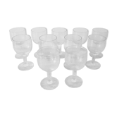 11 old engraved crystal wine or water glasses