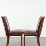 Ensemble confortable de 2 chaises de salle à manger en cuir de mouton avec du caractère.