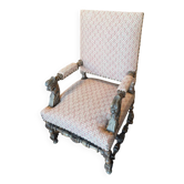 Vintage carved wooden armchair – neo-Renaissance / Louis XIII style