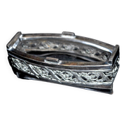 Empire salt shaker in silver metal ALPACA Saleron Napoléon III shuttle laurel frieze