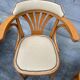 Pair of vintage curved wood restaurant armchairs