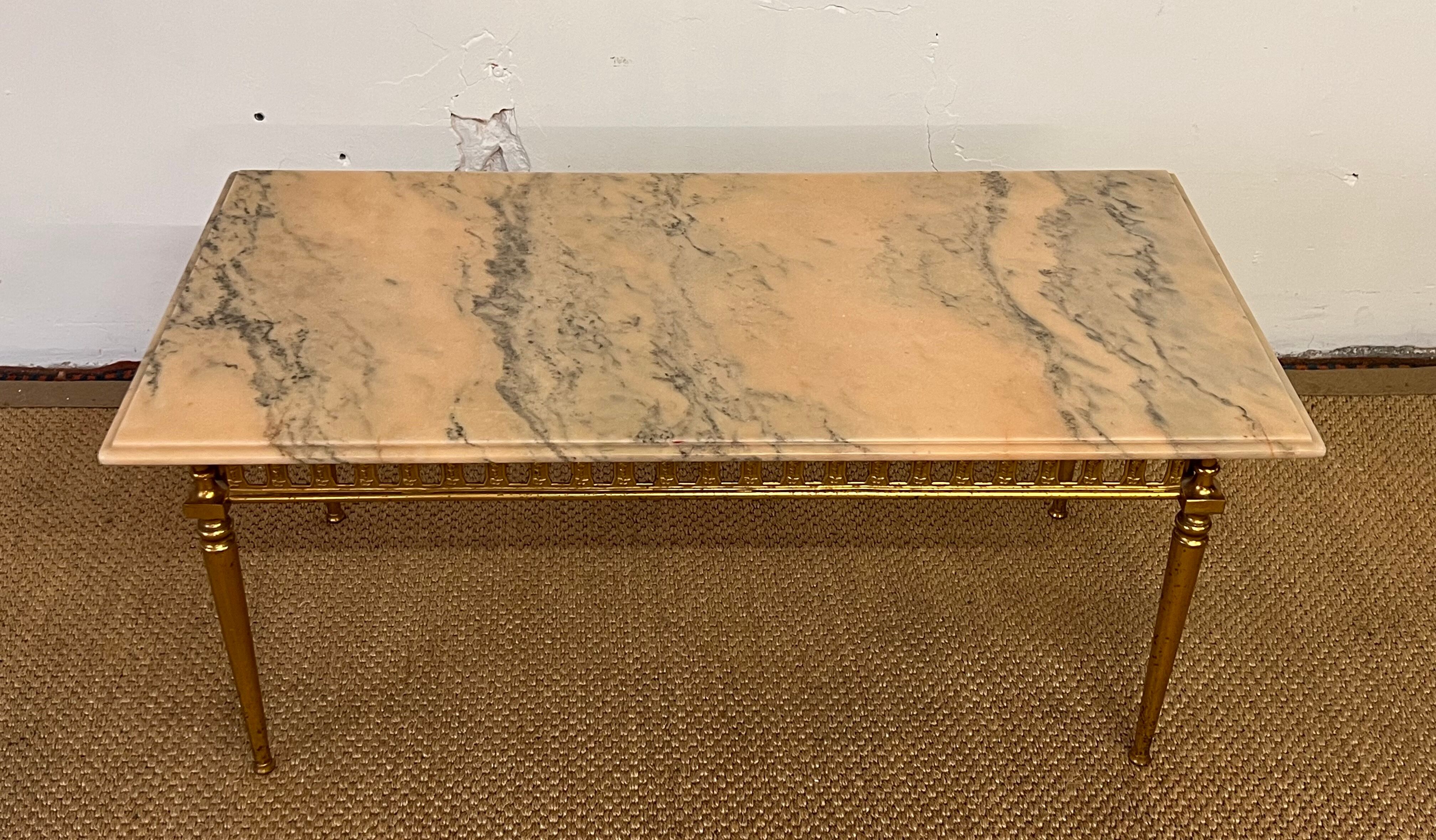 Marble and brass coffee table