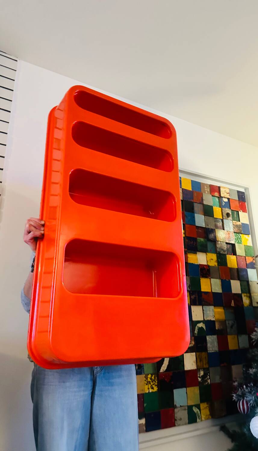Large vintage Prisunic shelf by Jean Lin Viaud from the 70s.